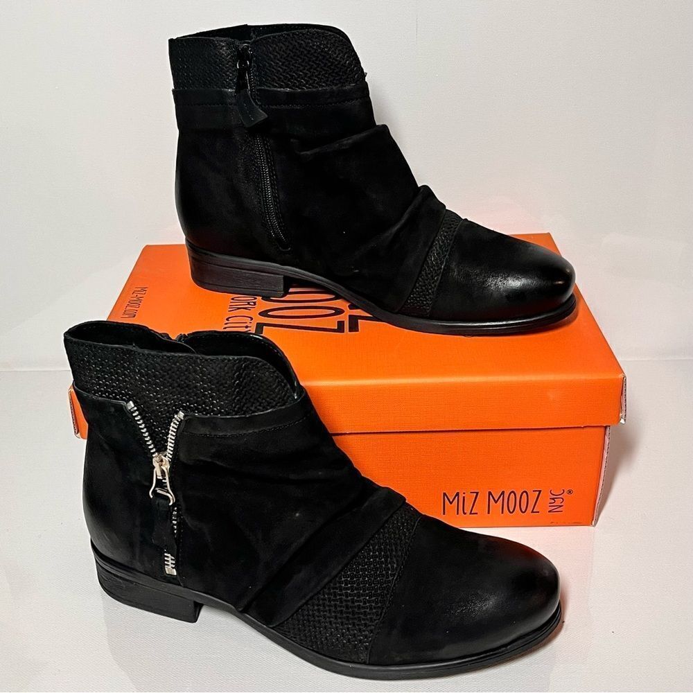 Miz Mooz Sunny Wide Width Leather Zippered Ankle Boots